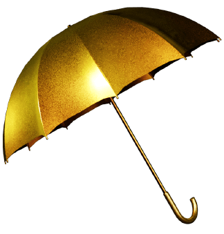 A gold umbrella to deliver the message of TriumphFX negative balance protection.