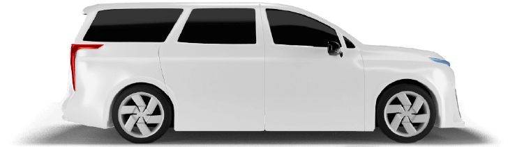 A white MPV car representing TriumphFX standard variable trading account.